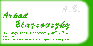 arpad blazsovszky business card